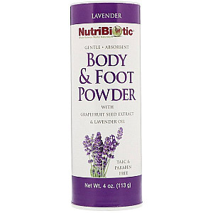 דאודורנט יבש אבקת טלק גוף רגליים לבנדר עם תמצית זרעי אשכוליות נוטריביוטיק 113 גרם - מבית NutriBiotic