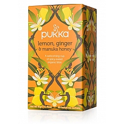 פוקה חליטות תה צמחים לימון ג'ינג'ר ודבש מנוקה 20 שקיקים - מבית Pukka Herbs