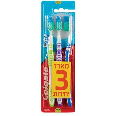 מברשות קולגייט אקסטרה קלין 3 יחידות - מבית Colgate