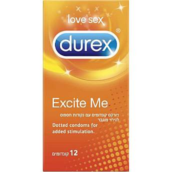 דורקס קונדומים EXCITE ME עם נקודות חספוס לגירוי מוגבר 12 יחידות - מבית DUREX