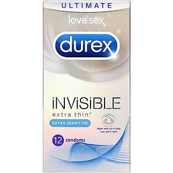 דורקס קונדומים INVISIBLE אקסטרה דקים 12 יחידות - מבית DUREX