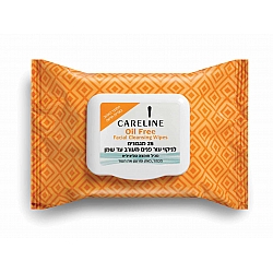 קרליין Oil Free מגבונים לניקוי עור הפנים לעור מעורב שמן ובעייתי 25 יחידות - ממית CARELINE