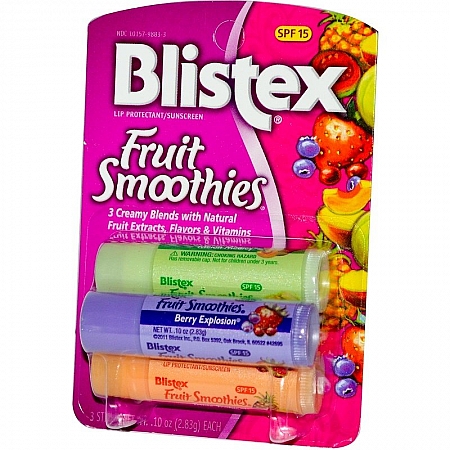 מחיר בליסטקס 3 שפתונים בטעם שייק פירות מסנני קרינה לשפתיים יבשות וסדוקות 2.83 גרם ליחידה SPF 15 - מבית Blistex