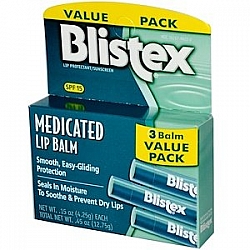 בליסטקס 3 שפתונים ללא טעם מסנני קרינה לשפתיים יבשות וסדוקות 4.25 גרם ליחידה SPF 15 - מבית Blistex