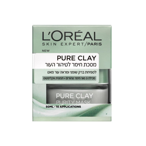 לוריאל מסכת חימר לטיהור העור ירוקה 50 מ"ל - מבית L'OREAL PARIS
