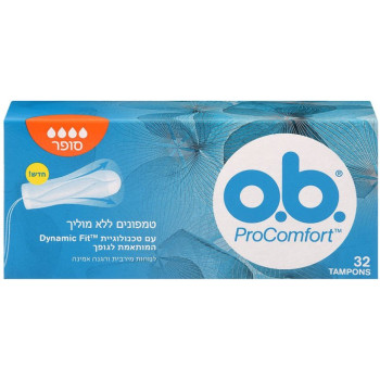 או בה טמפונים ללא מוליך פרוקומפורט סופר 32 יחידות - מבית O.B.