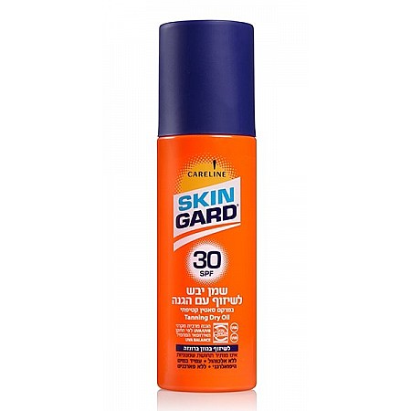 סקין גארד שמן יבש לשיזוף עם הגנה SPF30 ספרי 200 מ"ל - מבית SKIN GARD