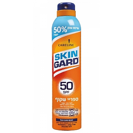 מחיר סקין גארד תרסיס הגנה שקוף SPF50 עם תוספת של 50% יותר 300 מל - מבית SKIN GARD
