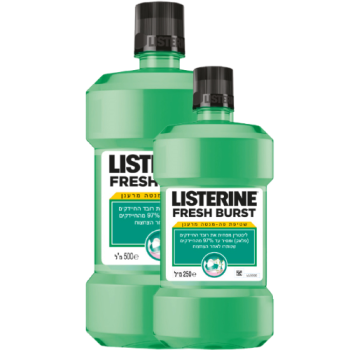 ליסטרין בטעם מרענן לשטיפת הפה 500 מ"ל + 250 מ"ל - מבית LISTERINE