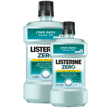 ליסטרין זירו שטיפת פה בטעם מעודן ללא אלכוהול 500 מ"ל + 250 מ"ל - מבית LISTERINE