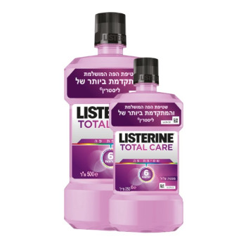 ליסטרין טוטאל קר שטיפת פה בטעם מנטה מעודן ללא אלכוהול 500 מ"ל + 250 מ"ל - מבית LISTERINE