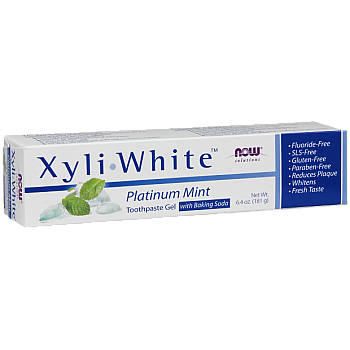 XyliWhite משחת שיניים מלבינה טבעית צמחונית פלטינה מנטה 181 גרם - מבית NOW FOODS
