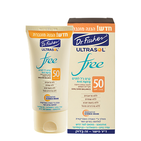 אולטרסול Free קרם ג'ל אנטי אייג'ינג לפנים SPF50 ללא שמנים 50 מ"ל - מבית Dr. Fischer