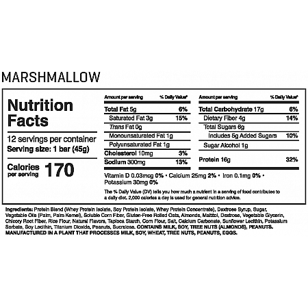 מחיר חטיף חלבון מאסל פארם קריספ בטעם מרשמלו 45 גרם - 12 יחידות - מבית MusclePharm