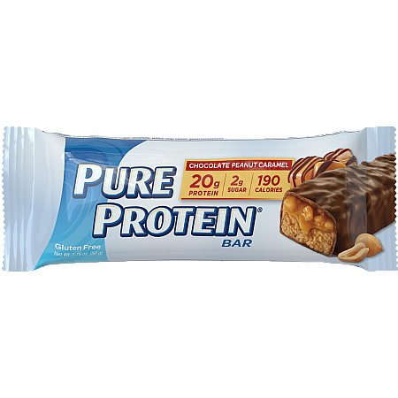 מחיר חטיף חלבון פיור פרוטאין 12 יחידות - 50 גרם לחטיף - בטעם שוקולד בוטנים כרמל - מבית PURE PROTEIN