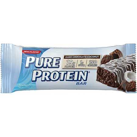 מחיר חטיף חלבון פיור פרוטאין 12 יחידות - 50 גרם לחטיף - בטעם שוקולד קוקוס כהה - מבית PURE PROTEIN
