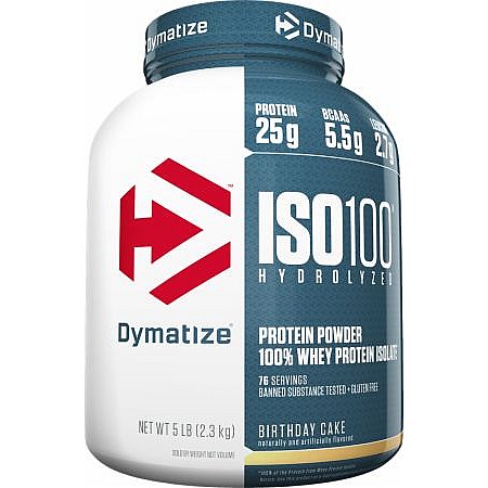 אבקת חלבון איזו 100 דיימטייז ISO100 Hydrolyzed בטעם עוגת יום הולדת - מבית Dymatize Nutrition