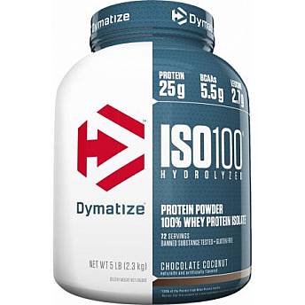 אבקת חלבון איזו 100 דיימטייז ISO100 Hydrolyzed בטעם קוקוס שוקולד 2.3 ק"ג - מבית Dymatize Nutrition