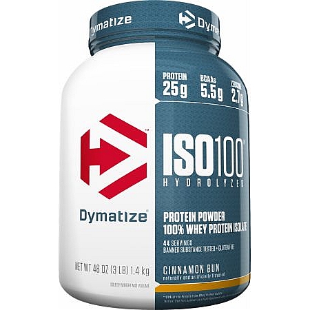 מחיר אבקת חלבון איזו 100 דיימטייז ISO 100 בטעם לחמניית קינמון 1.4 קג - מבית Dymatize Nutrition