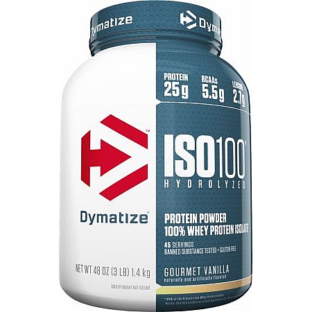 מחיר אבקת חלבון איזו 100 דיימטייז ISO 100 בטעם וניל 1.4 קג - מבית Dymatize Nutrition
