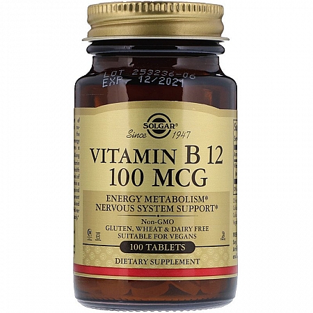 מחיר ויטמין B12 לבליעה 100 מקג סולגאר - 100 טבליות מבית SOLGAR