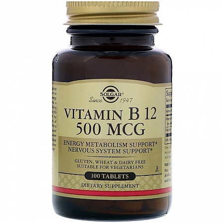 מחיר ויטמין B12 לבליעה 500 מקג סולגאר - 100 טבליות מבית SOLGAR
