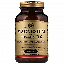 מגנזיום בתוספת ויטמין B6 סולגאר - 250 טבליות מבית SOLGAR