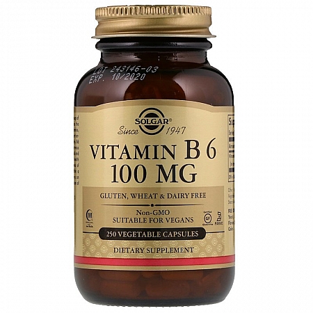 מחיר ויטמין B6 פירידוקסין 100 מ"ג סולגאר - 250 כמוסות - מבית SOLGAR
