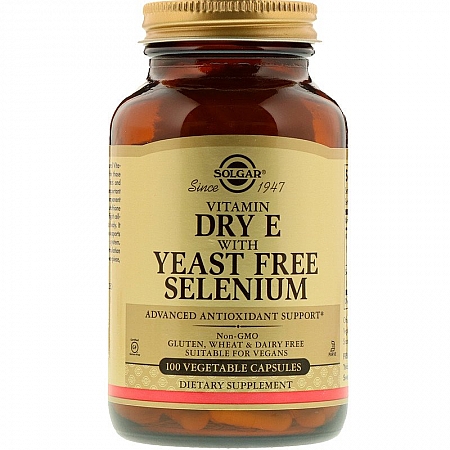 מחיר ויטמין E בתוספת סלניום נטול שמרים סולגאר - 100 כמוסות צמחיות מבית SOLGAR