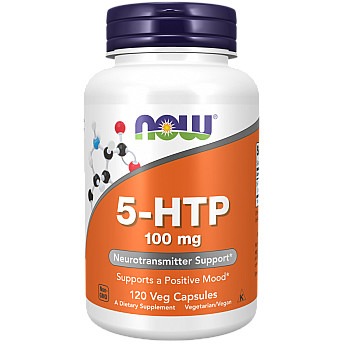 5-HTP במינון 100 מ"ג - 120 כמוסות צמחי - מבית NOW FOODS