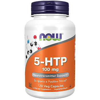 5-HTP במינון 100 מ"ג - 120 כמוסות צמחי - מבית NOW FOODS