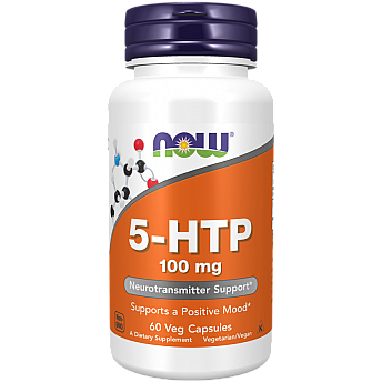 5-HTP במינון 100 מ"ג - 60 כמוסות צמחי - מבית NOW FOODS