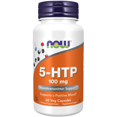 5-HTP במינון 100 מ"ג - 60 כמוסות צמחי - מבית NOW FOODS