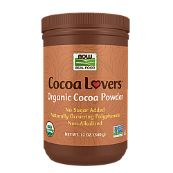 Cocoa Lovers Real Food אבקת קקאו אורגנית 340 גרם - מבית NOW FOODS