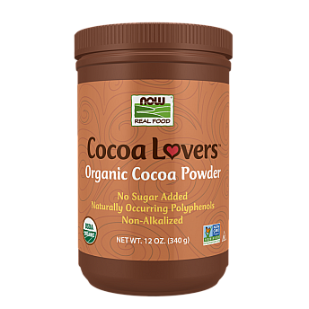 Cocoa Lovers Real Food אבקת קקאו אורגנית 340 גרם - מבית NOW FOODS