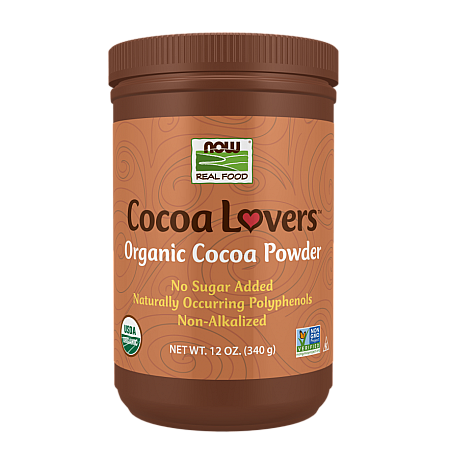 מחיר Cocoa Lovers Real Food אבקת קקאו אורגנית 340 גרם - מבית NOW FOODS