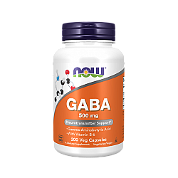 GABA גאבא 750 מ"ג עם ויטמין B6 - תכולה 100 כמוסות מבית NOW FOODS