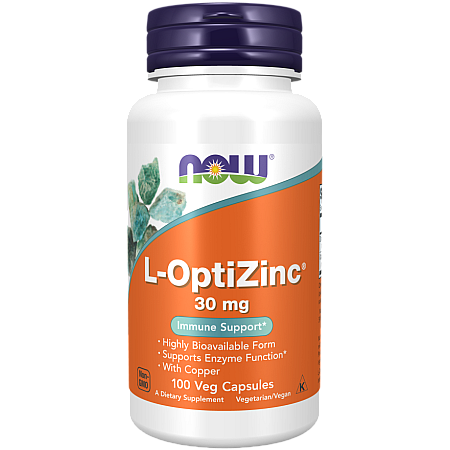 L-OptiZinc אבץ 30 מ"ג - 100 כמוסות - מבית NOW FOODS