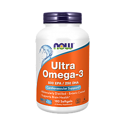 אומגה 3 אולטרה במינון גבוה Omega-3, 500 EPA/250 DHA - תכולה 180 כמוסות רכות - מבית NOW FOODS