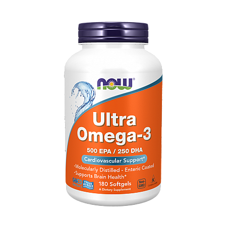 מחיר אומגה 3 אולטרה במינון גבוה Omega-3, 500 EPA/250 DHA - תכולה 180 כמוסות רכות - מבית NOW FOODS