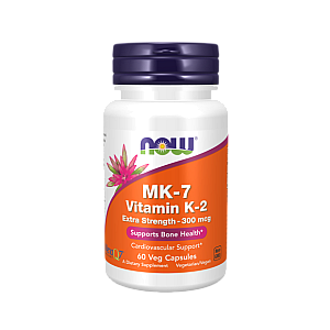 ויטמין (K2 (MK-7 קיי2 - 300 מק"ג - תכולה 60 כמוסות מבית NOW FOODS