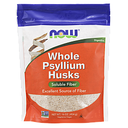 קליפות פסיליום שלמות Psyllium תכולה 454 גרם - מבית NOW FOODS