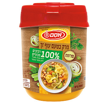 אסם אבקת מרק בטעם עוף זך רכיבים טבעיים בלבד 400 גרם