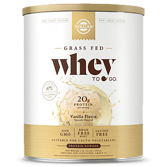 אבקת חלבון סולגאר מֵי גבינה Whey To Go בטעם ונילה - משקל 907 גרם מבית SOLGAR