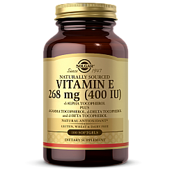 ויטמין E סולגאר 268 מ"ג ממקור טבעי 400 יחב"ל - 100 כמוסות רכות מבית SOLGAR