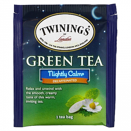 מחיר טווינינגס תה ירוק לילה רגוע נטול קפאין טבעי 20 שקיות - מבית Twinings