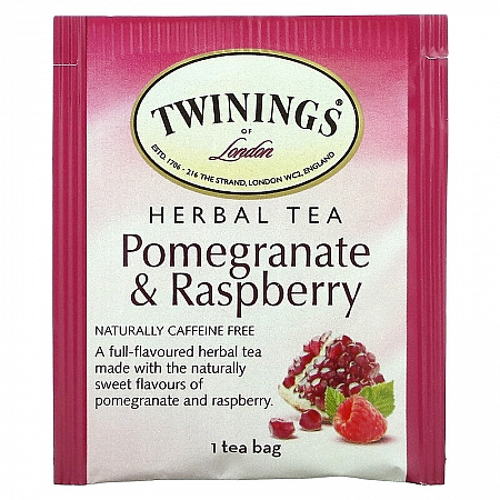 מחיר טווינינגס תה צמחים בטעם רימון ופטל נטול קפאין 20 שקיקי - מבית Twinings