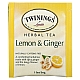 מחיר טווינינגס תה צמחים לימון וג׳ינג׳ר נטול קפאין 25 שקיקי - מבית Twinings