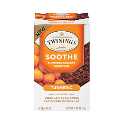 טווינינגס תה צמחי מרגיע כורכום תפוז ואניס Soothe ללא קפאין 18 שקיקי - מבית Twinings