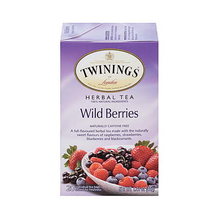 מחיר טווינינגס תה צמחים בטעם פירות יער ללא קפאין 20 שקיקי - מבית Twinings